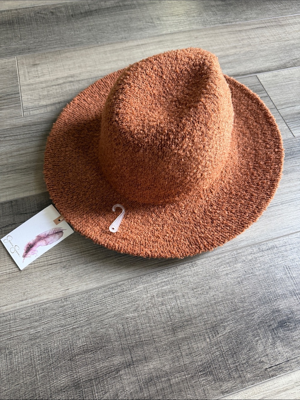 Jessica Simpson Rust Orange Boucle Fedora Hat